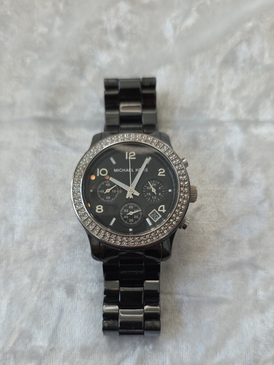 Michael Kors Accessories - Michael Kors MK5190 Black Crystal-Bezel Chronograph Watch